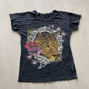 UrbanOutfitters TrulyMadlyDeeply Acid Wash Leopard Gem Print Vintage T-Shirt